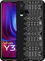 Vivo Y33s Hoesje Zwart Grachtenpanden I - Designed by Cazy