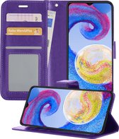 Hoesje Geschikt voor Samsung A04s Hoesje Book Case Hoes Portemonnee Cover Walletcase - Hoes Geschikt voor Samsung Galaxy A04s Hoes Bookcase Hoesje - Paars