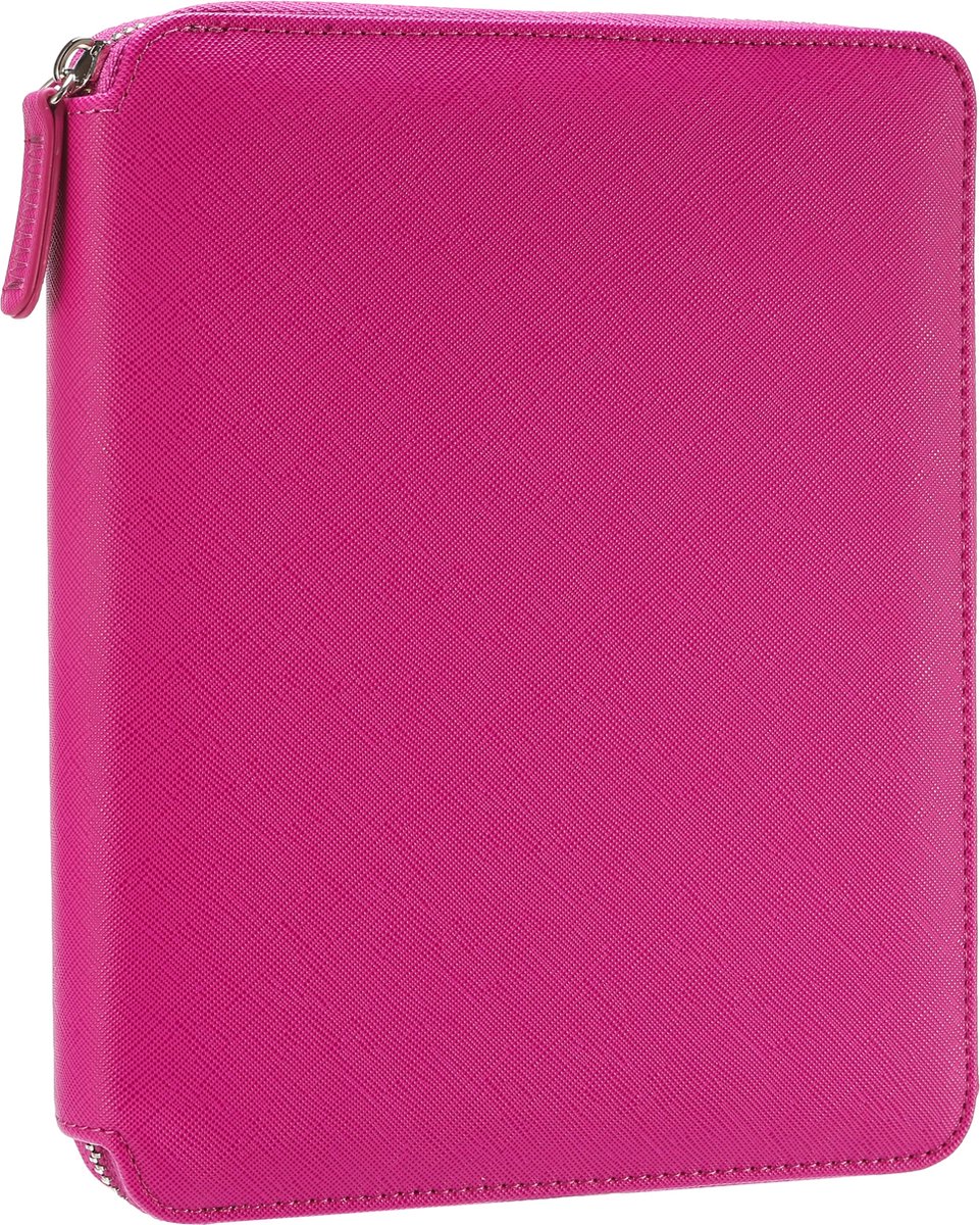 Victoria's Journals Sofia Smyth Zipper Folder - Schrijfmap A5 - Luxe Vegan Leer Schrijfmap A5 met rits en Premium A5 Vegan Leer Notitieboek - Gelijnd - Magenta