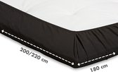 BeterBed Select Jersey Hoeslaken Topper - 160 x 200/210/220 cm - 100% Katoen - Matrasbeschermer - Matrashoes - Zwart