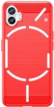 Coque Nothing Phone 1 - Coque en gel TPU MobyDefend - Métal brossé + aspect carbone - Rouge - Coque pour téléphone portable - Coque pour téléphone Ce produit est compatible avec : Nothing Phone (1)