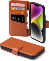 iPhone 14 Plus Hoesje - Luxe MobyDefend Wallet Bookcase - Lichtbruin - GSM Hoesje - Telefoonhoesje Geschikt Voor iPhone 14 Plus