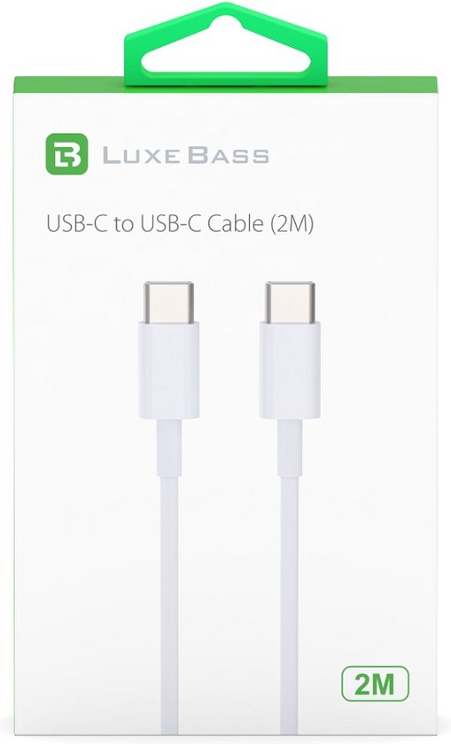 Câble USB C Deluxe Bass (2M) | Câble de données Câble de charge (blanc) | USB-C vers USB-C - LBH302