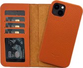 Dutchic Lederen Apple iPhone 13 Hoesje (Tweedelige ontwerp: Book Case / Hardcase - II Orange)