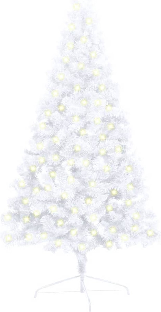 Prolenta Premium - Kunstkerstboom met LED's en standaard half 120 cm PVC wit