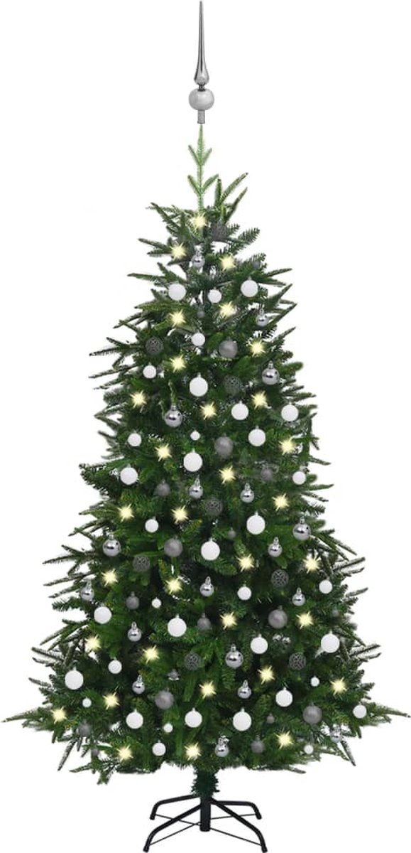 Prolenta Premium - Kunstkerstboom met LED's en kerstballen 240 cm PVC en PE groen
