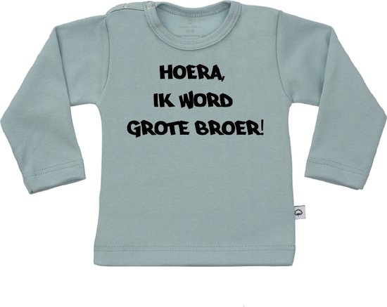 T-Shirt hoera ik word grote broer 50/56 / lange mouw / oudgroen | bol.com