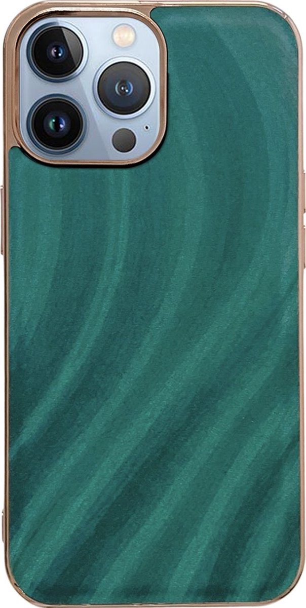 Mobigear Hoesje geschikt voor Apple iPhone 14 Pro Max Telefoonhoesje Hardcase | Mobigear Wavy Backcover | iPhone 14 Pro Max Case | Back Cover - Groen