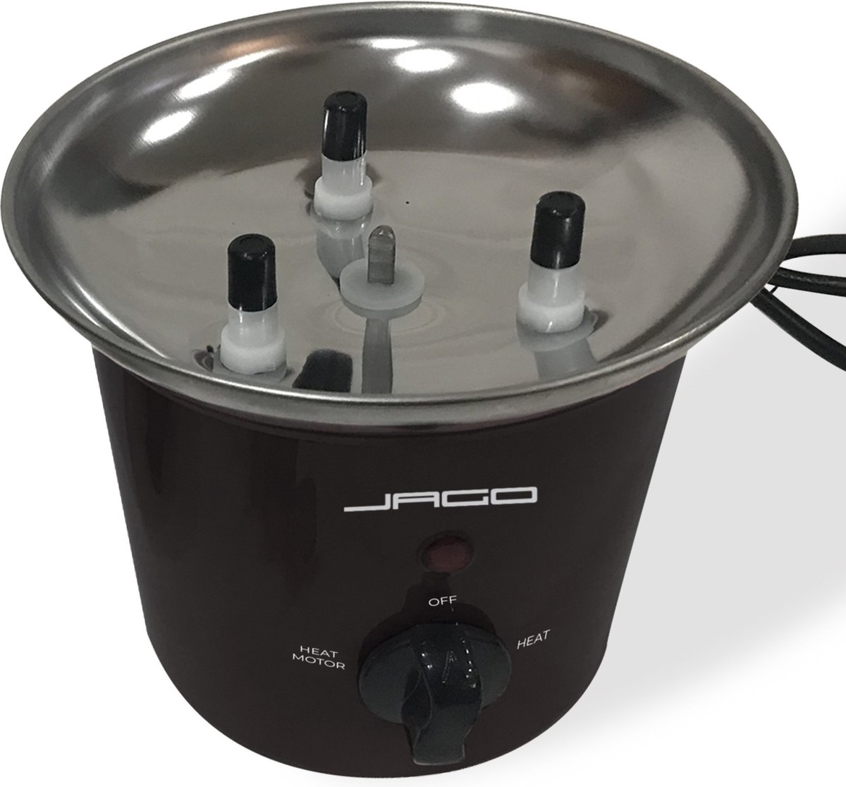 Jago® Chocoladefontein - 60 W, 3 etages, inhoud 400 g, elektrisch, H 24,5 cm, van roestvrij staal, vaatwasmachinebestendig, zwart - chocoladefondue, fruit