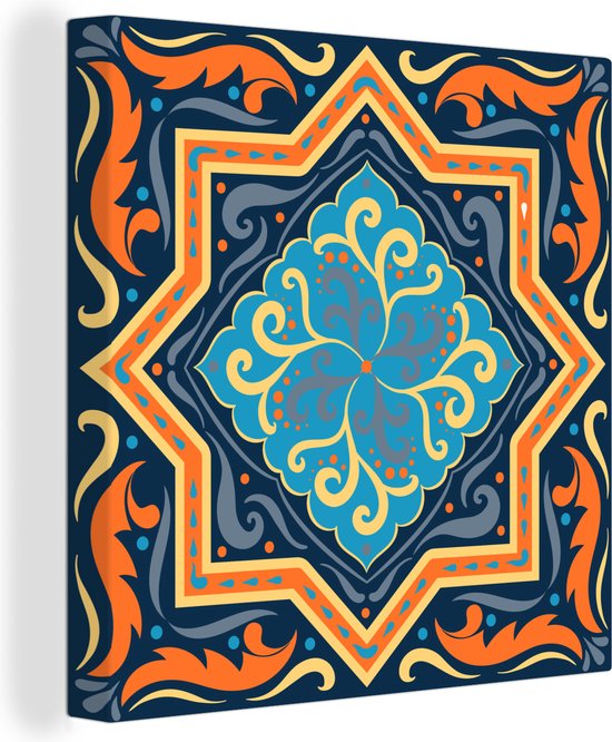 Motif carré et abstrait avec une étoile sur fond sombre 20x20 cm - petit - Tirage photo sur toile (Décoration murale salon / chambre)