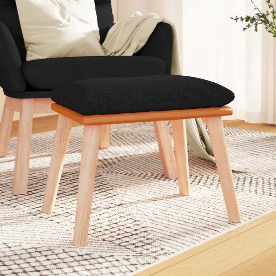 Fauteuil met voetenbank 60 cm stof zwart