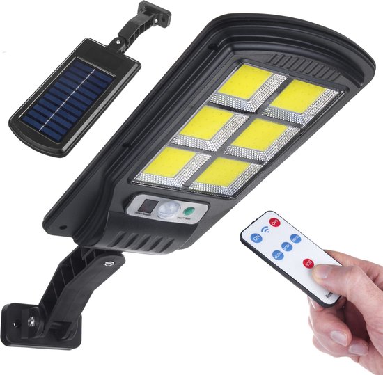 Maclean - Solar Lamp - Straatlantaarn op zonne-energie met bewegings- en schemersensor - IP54 4W 400 Lumen 6500K Afstandsbediening