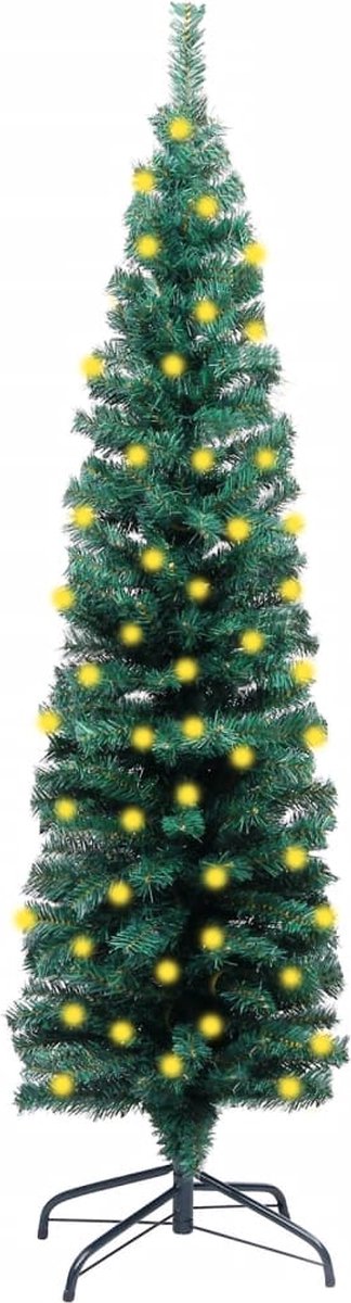 Prolenta Premium - Kunstkerstboom met LED's en standaard smal 150 cm PVC groen
