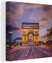 Canvas Schilderij Kleurrijk beeld van de beroemde Triomfboog in Parijs - 50x50 cm - Wanddecoratie