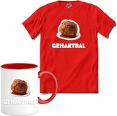 Gehaktbal - grappig verjaardag kleding cadeau - eten teksten - T-Shirt met mok - Heren - Rood - Maat 4XL