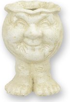 Bloempot - Grappig gezicht - gietijzer - 15,2 cm hoog