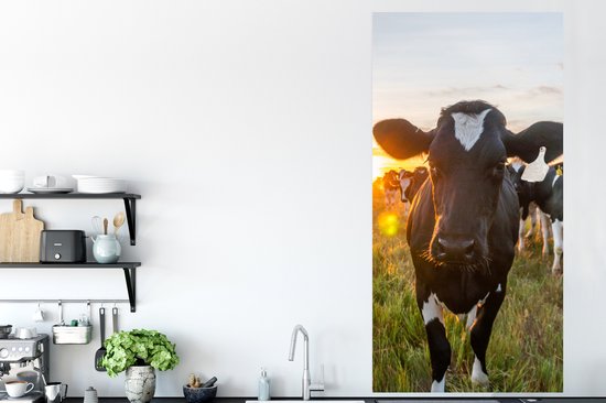 Poster Koeien - Zon - Hek - 80x160 cm
