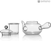 Dimono® Kyusu Japanse theepot van glas in Tokoname stijl met filter & theezeef 600ml van Dimono