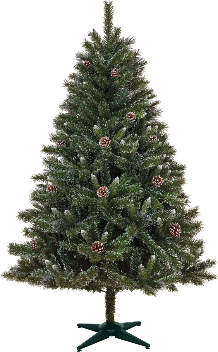 GENERIC - Opvouwbare kunstkerstboom - Kerstboom kunststof BANACO - Met dennenappel - 120 cm - 294 tips - Kerstboom met standaard - Snelle montage - Dennenboom