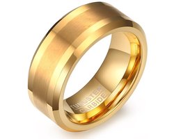 Omslag van Wolfraam Ring Heren Goud kleurig - Zeer Zwaar - Tungsten Carbide Ringen Heren Dames - Valentijnsdag - Valentijn Cadeautje voor Hem