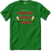 Kerst een goed excuus om te zuipen - foute bier kersttrui - T-Shirt - Heren - Kelly Groen - Maat XXL