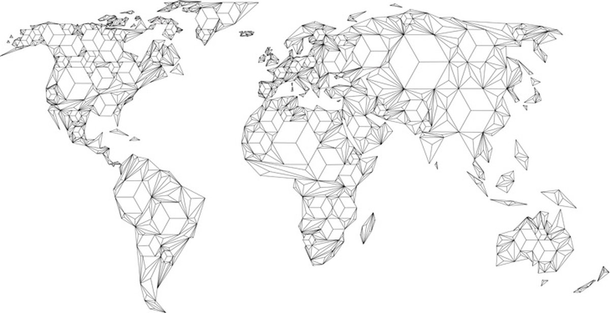 Fotobehang XXL - Map of the World - white solids.