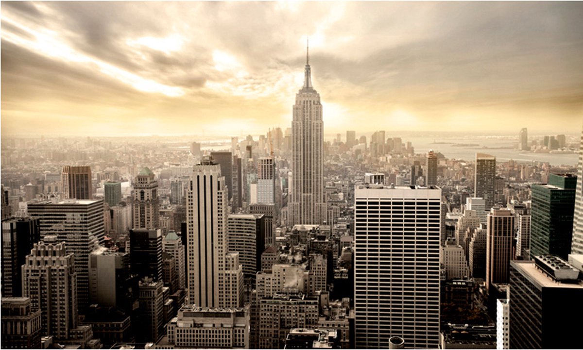 Fotobehang - New York - Manhattan bij zonsopgang.