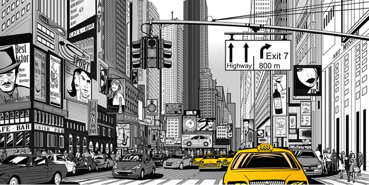 Fotobehang XXL - Gele taxi's in NYC.