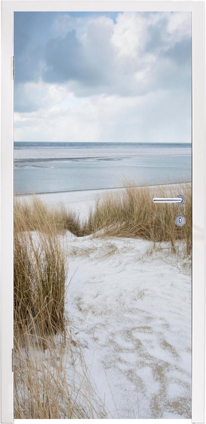 Foto: Deursticker noordzee duinen water 90x205 cm deurposter