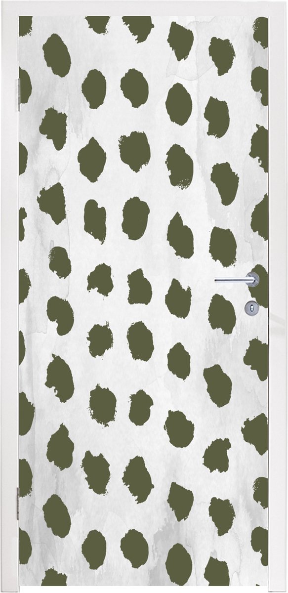 Deurposter 75x205 cm - Deursticker Marmer - Stippen - Groen - Meubelfolie zelfklevend - De