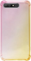 ADEL Siliconen Back Cover Softcase Hoesje Geschikt voor Huawei Y6 (2018) - Kleurovergang Roze Geel