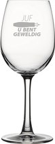 Gegraveerde witte wijnglas 36cl een betere juf bestaat niet