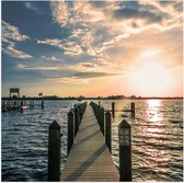 WallClassics - Poster brillant – Pont sur l'eau de mer - Photo 50 x 50 cm sur papier poster brillant