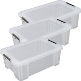 Boîte de Opbergbox Whitefurze - 3x pièces - 15L - plastique transparent - 47 x 30 x 17 cm