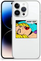Silicone Back Case Geschikt voor iPhone 14 Pro Max Hoesje met Tekst Popart Oh Yes