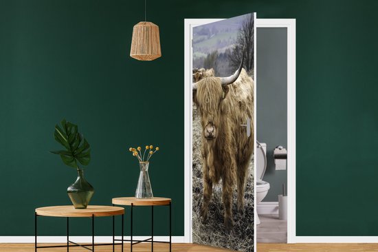 Sticker pour porte Highlanders écossais - Berg - Vaches - 85x205 cm - Affiche de porte