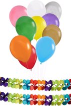 Folat - Verjaardag ballonnen 50x stuks met 2x gekleurde feestslingers