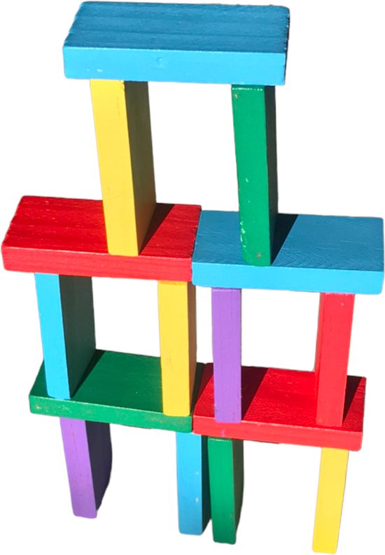 Thumbnail van een extra afbeelding van het spel Jobber - Domino - Grote stenen - Houten speelgoed - Mooie kleuren - 100