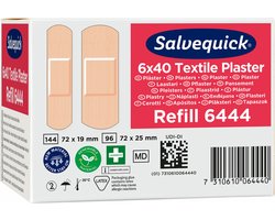 Salvequick navulling 6444 - textielpleisters - 6 navullingen textielpleister - navulling voor pleisterautomaat