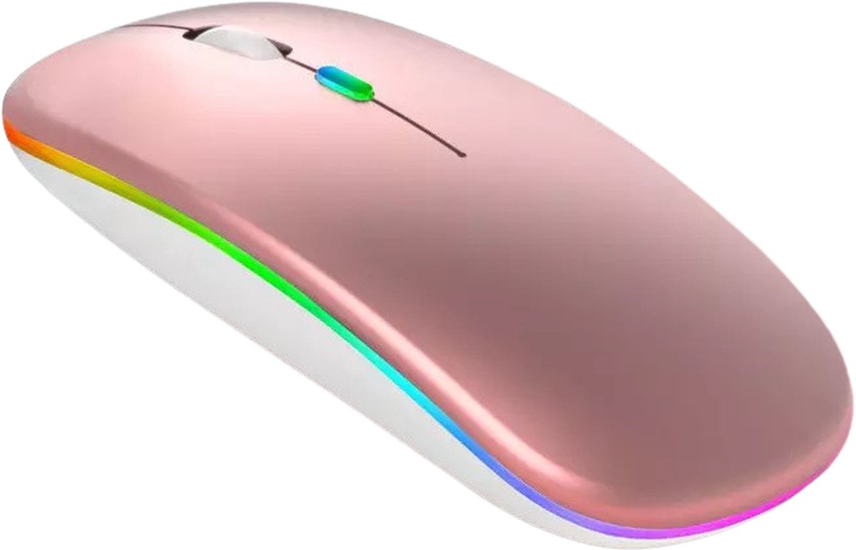 George Napoli - Draadloze muis roze - Wireless mouse - Oplaadbare computermuis - Laptopmuis