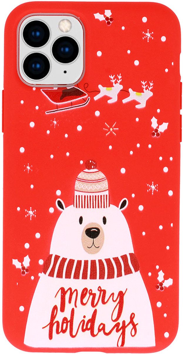 iPhone 13 Mini Hoesje - Kerst hoesje - Telefoonhoesje Kerstboom Rood POK043481