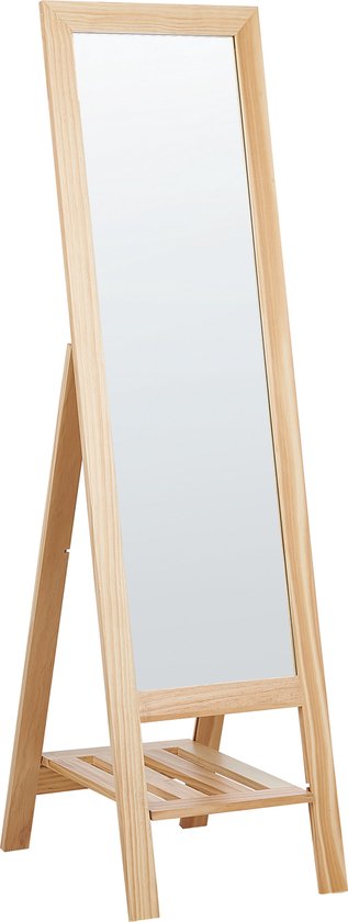Beliani LUISANT - Staande spiegel - Lichte houtkleur - Dennenhout