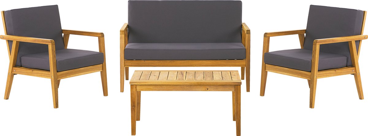 Loungeset met tafel 4-zitter PALLANO Acaciahout Donkergrijs