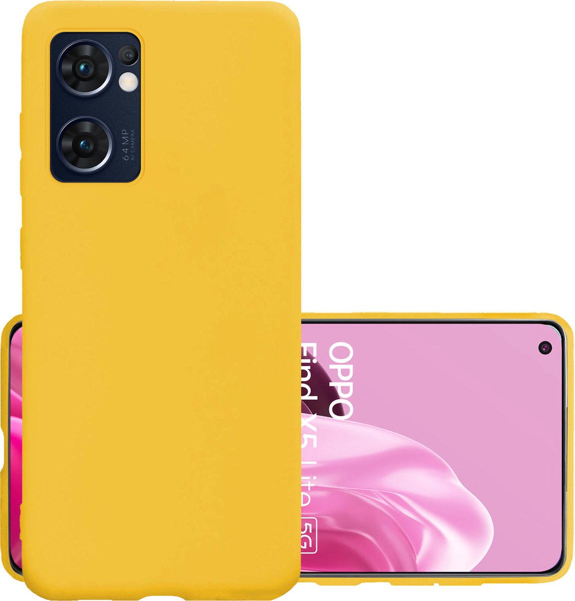 Hoesje - Geschikt voor OPPO Find X5 Lite - Sterk & Shockproof - Hoes Cover - Siliconen Case - Geel