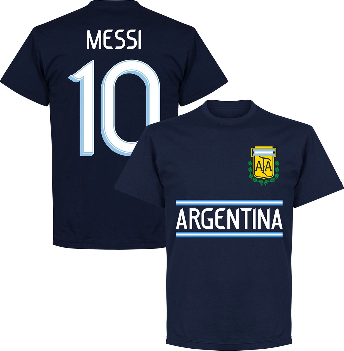 Argentinië Messi 10 Team T-Shirt - Navy - XXL