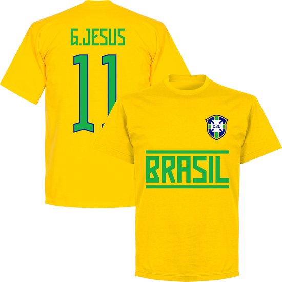 Brazilië G.Jesus 11 Team T-Shirt - Geel - 4XL