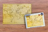 Puzzel Wereldkaart - Vintage - Geel - Legpuzzel - Puzzel 1000 stukjes volwassenen
