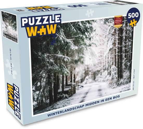 Puzzel Winterlandschap midden in een bos - Legpuzzel - Puzzel 500 stukjes |  bol.com