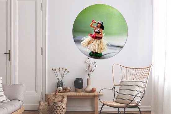 Danseuse de hula sur tableau de bord Assiette en plastique cercle mural ⌀ 150 cm XXL / Groot format!