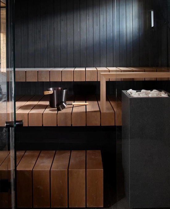 Rento Sauna Emmer met een beugel van bamboehout - Zwart (5L) - Rento